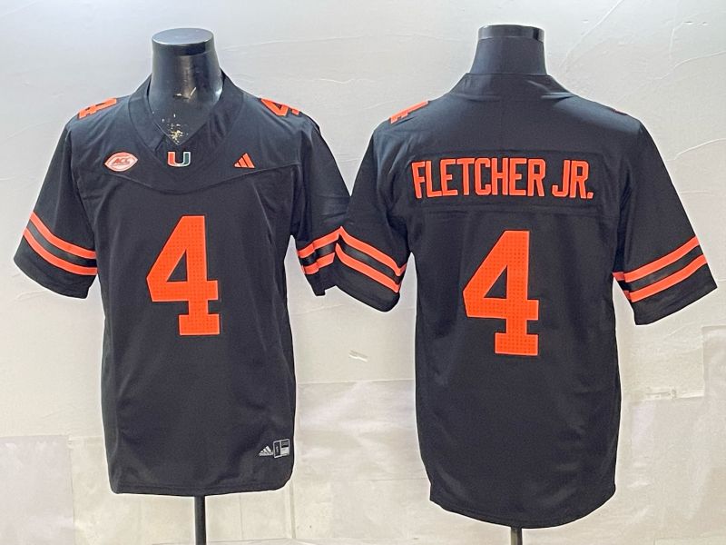 Men 2026 Miami Hurricanes #4 Fletcher jr Black 3th generations Limited NCAA Jersey 0011->ncaa teams->NCAA Jersey